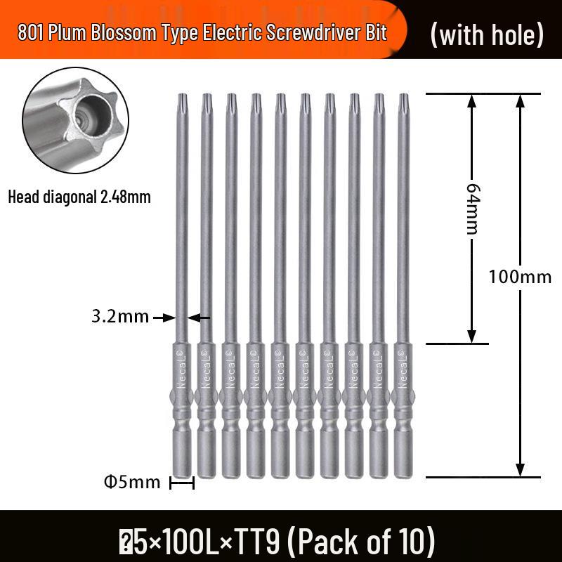 Nigao S2 Torx Electric Screwdriver Bit, 801 with Hole, 5mm Round Shank