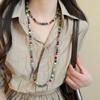 Bohemia Glass Beads Necklace Rainbow Chokers Necklace Strand Sweater Chain  For Women Female