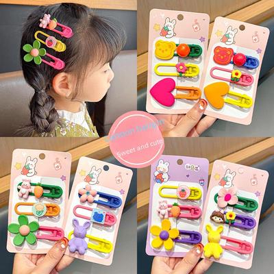Buntes Cartoon-Haarnadel-Set für Mädchen – süßer Entenschnabel und Seitenklammern für den Pony kleiner Mädchen