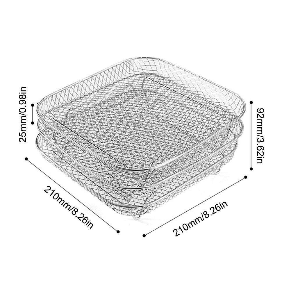 Air Fryer Rack Heißluftfritteusen-Ofen Grill Dampfgarer Edelstahl Dörrständer Stapelbarer Netz-Grillkorb Heißluftfritteusen-Zubehör
