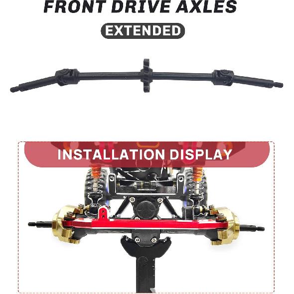 RC Steel Front Axle Drive Shaft CVD Front Axle Shafts for 1/24 Axial SCX24 C10/JLU/Bronco/Gladiator/Deadbolt RC Crawler Car (+4mm)