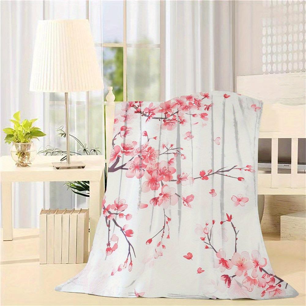 Pink Cherry Blossom Blanket Flower Flower Blanket Ladies Flannel Bed Sofa Soft Nap Blanket