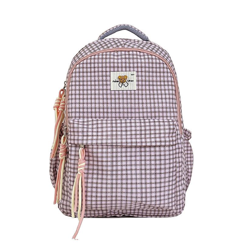 Schoolbag High-value Fresh and Sweet Plaid Backpack Cute Japanese Ins Style Children's Spring Outing Research Milk Huhu Backpack