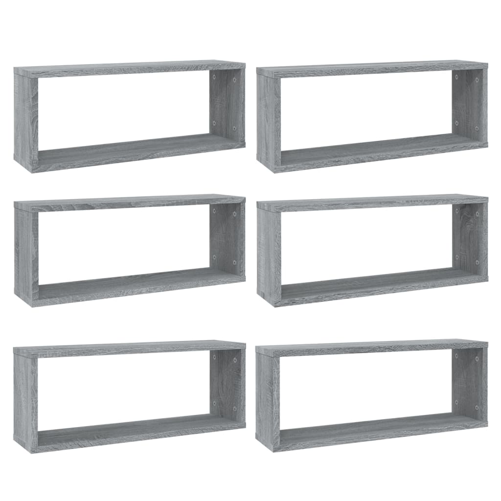 Cube Shelving Units 6 pcs Grey Sonoma 60 x 15 x 23 cm Particleboard