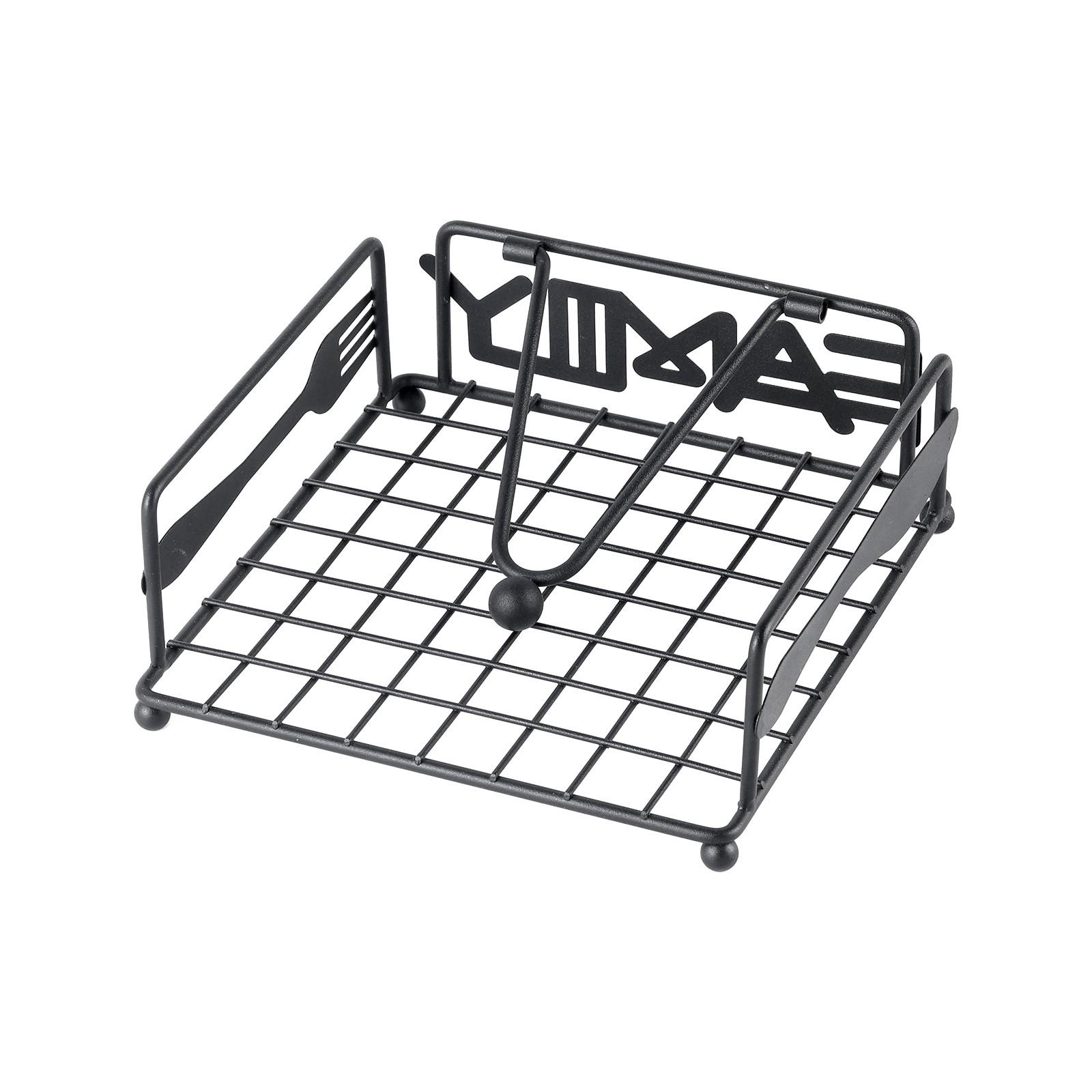 

Square Metal Napkin Holder with Grid Design Durable Iron Construction for Kitchen Table Countertop or Dining Room Use One Size