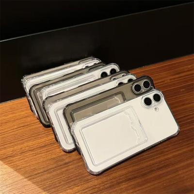 Custodia Trasparente in Silicone Antiurto per iPhone 16 15 14 13 12 Mini 11 Pro XS Max X XR 6 16E 7 8 Plus Protezione Posteriore con Copertura e Tasca Porta Carte