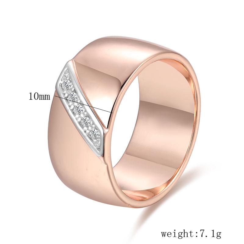 FJ 10mm Women Unisex 585 Rose Gold Color White Cubic Zircon Round Rings