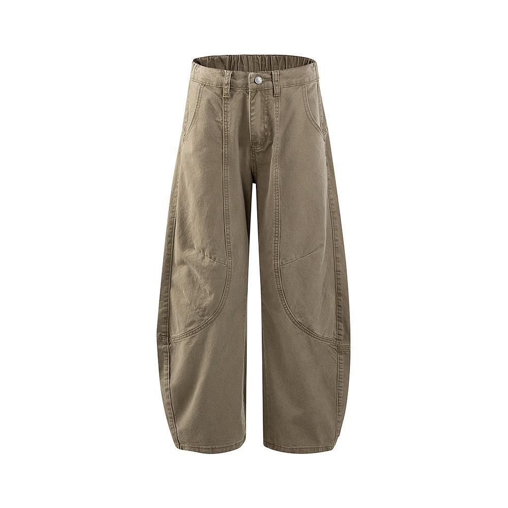 American retro scimitar pants washed silhouette deconstruction design sense casual pants men and women ruffian handsome long pants mopping pants