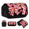 1pc Heart Bow "170.18cm Pattern Large Capacity Pencil Case, Pencil Box, 2D Flat Print, Multi-Layer Flip-Top Design, Zipper Closure, Durable Storage Ba