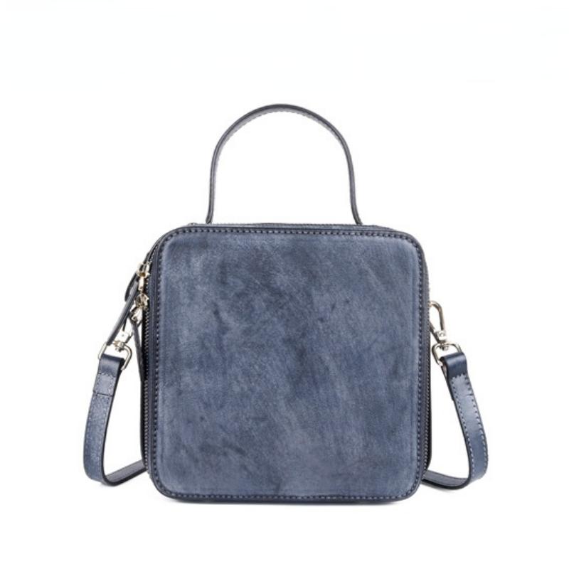 Johnature Retro Small Bag Genuine Leather Women Handbag Hand Brushed Animal Prints Cowhide Shoulder & Crossbody Bags