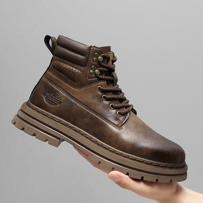 Mode Echtes Leder Herren Wanderstiefel Herrenschuhe Allround Dicke Sohle Warm Winter Basic Stiefel Neu Outdoor Herren Motocross Stiefel