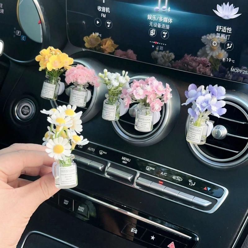 1pc Car Air Vent Clip Decor, Creative Galaxy Stars & Flower Fresh Air Conditioning Outlet Decoration