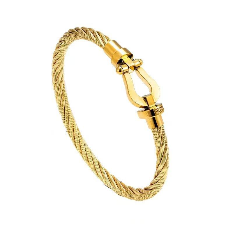 2026 Modisches Hufeisen-Magnetverschluss Stahlseil-Armband, Schmuck für Herren und Damen Party-Accessoires 20cm (5mm) (men's style)