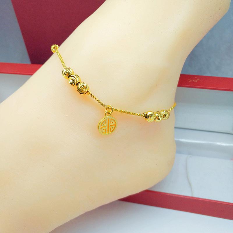Vietnamese Gold-Plated Bead Anklet - Women's Korean Fashion Jewelry
