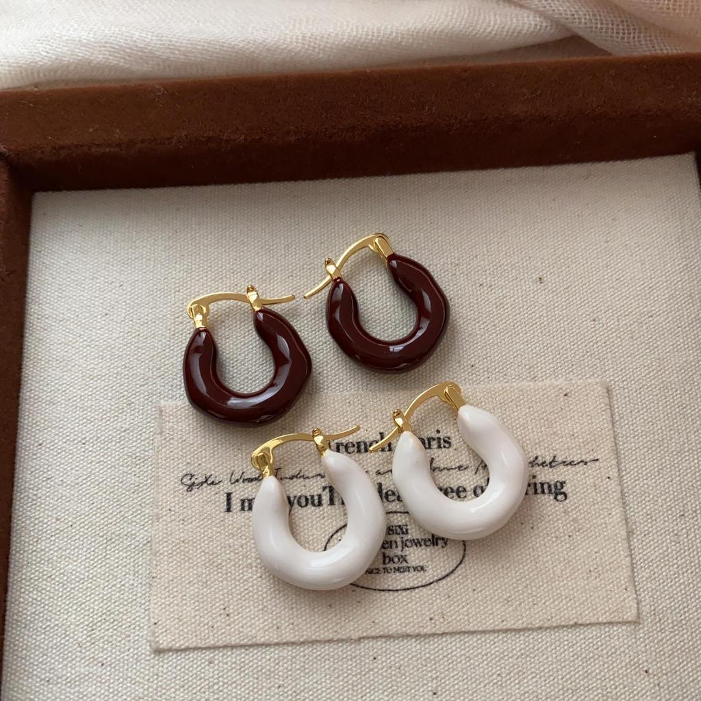 Geometric Red Earrings Women'S Niche Retro Sense Trendy Niche Design Sense Premium Earrings Retro French Earrings