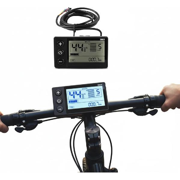 S866 Ebike Display - 24V 36V 48V Waterproof IP65 Scooter Meter with SM Plug, Large Backlit Screen for Ebike/Scooter (Fits 22.2mm/0.9in Handlebar, No.