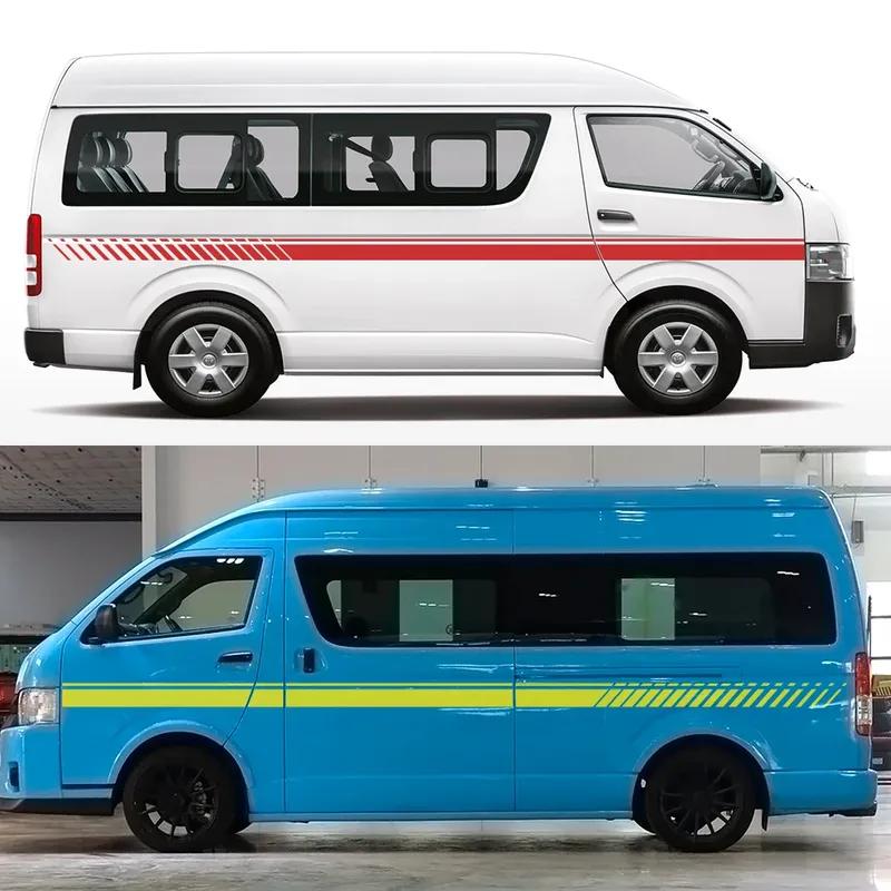 2PCS Car Door Waist Line Side Racing Stripes Decoration Stickers Auto Body Decor Vinyl Film Decals Accessories For Toyota Hiace