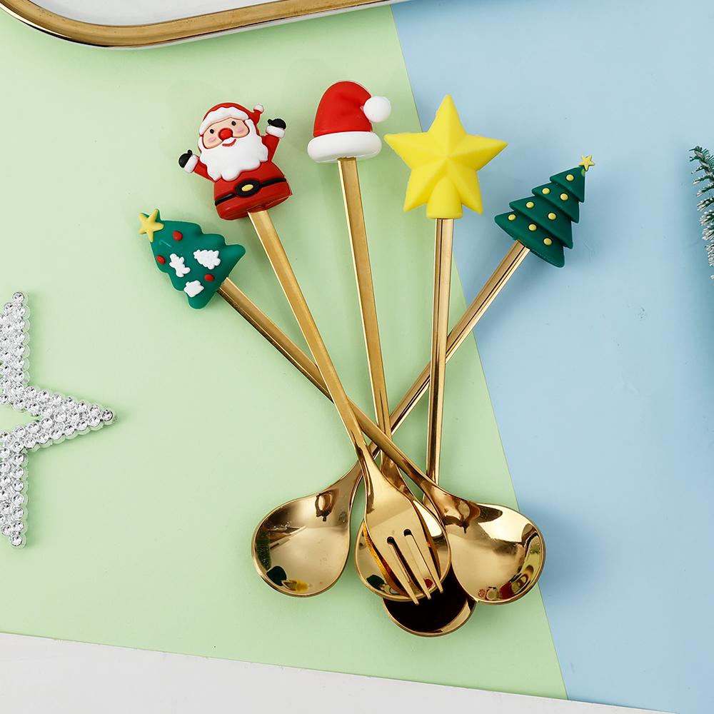 Christmas Dessert Fork and Spoon Set