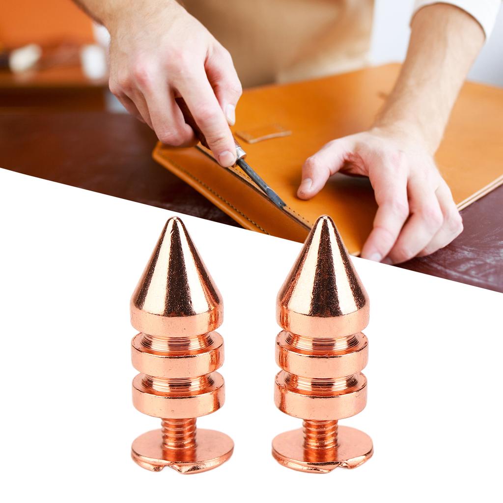 100 Sets Spiked Cone Spike Stud High Hardness Metal Plating   Gold Screw Back Studs Spikes Kit for   Clothing Shoes