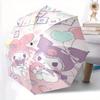 My Melody & Kuromi's Party Cartoon Cartoon Umbrella, Portable 3-Fold Compact Umbrella, Suitable for Camping, Hiking and Travel, Ideal Easter Birthday
