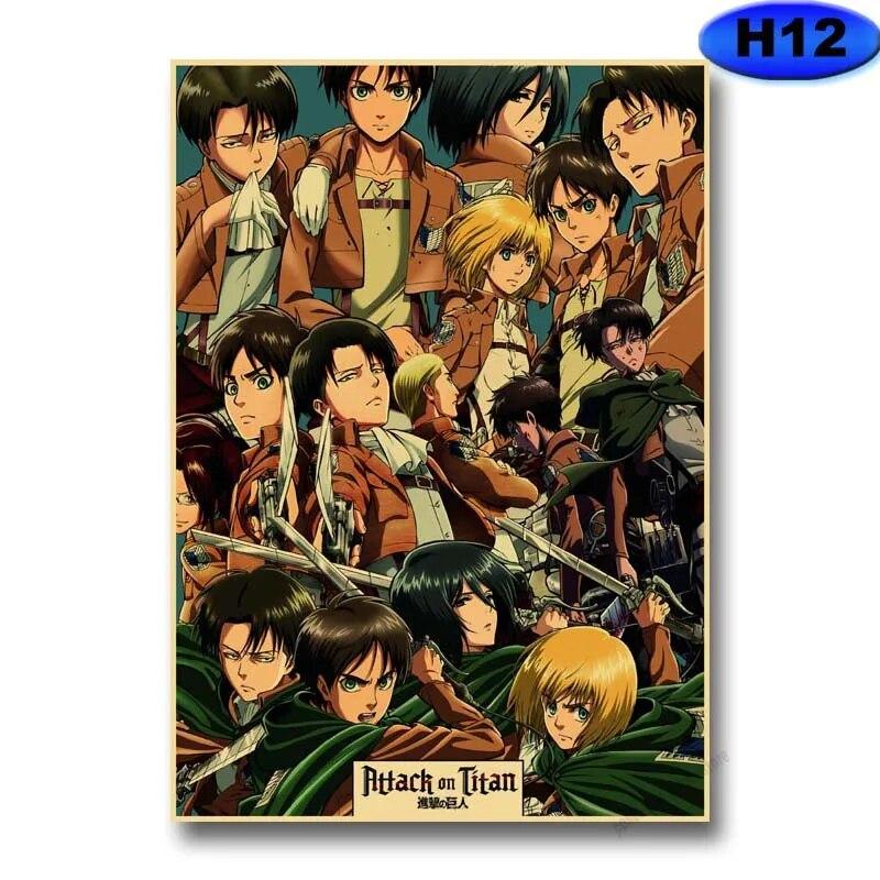Attack on Titan Staffel 4 Poster Retro Kraftpapier Poster Wandaufkleber Home Anime Dekor Arbeitszimmer Bar Café Wandkunst Gemälde