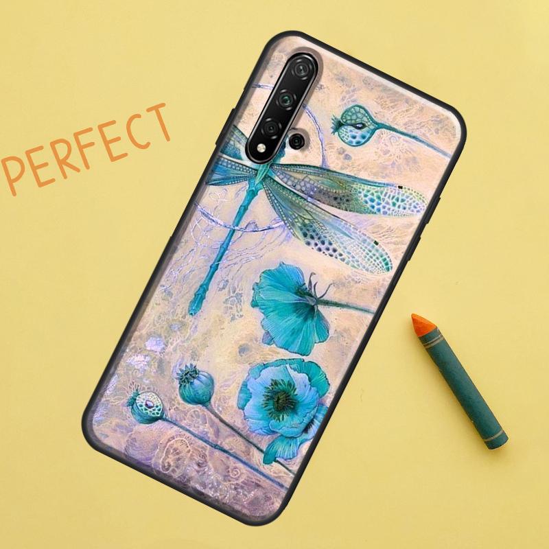 Dragonfly Pattern Case For Huawei Nova Y90 Y70 Y61 Y60 9 10 SE Nova 5T 11i 8i 7i 3i P20 P40 P30 Lite P60 Pro