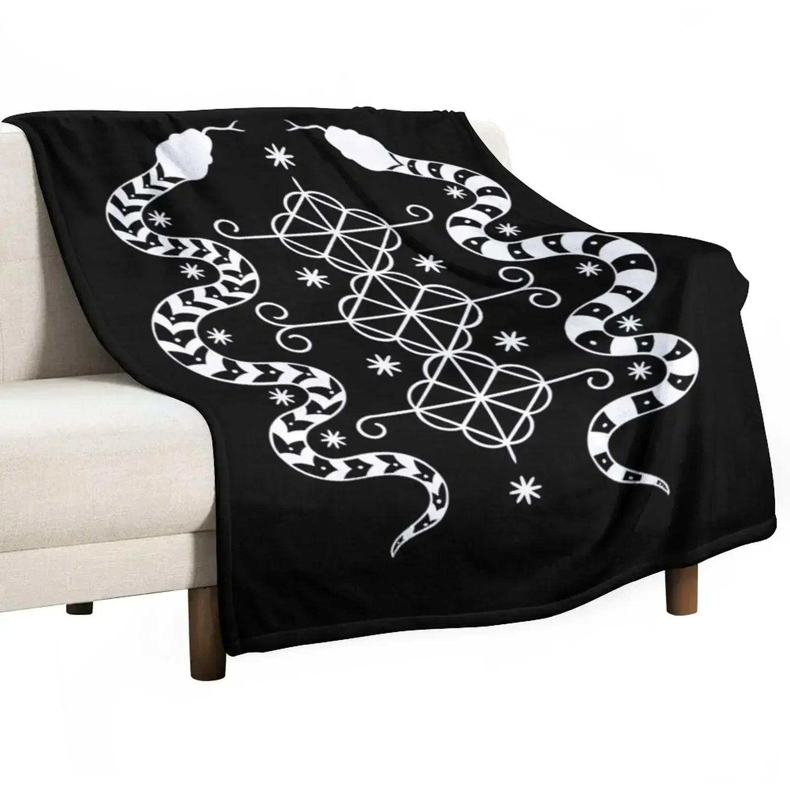 Damballah Wedo Veve loa symbol Throw Blanket Cozy Sofa Blanket for TV Watching Napping 75X95CM