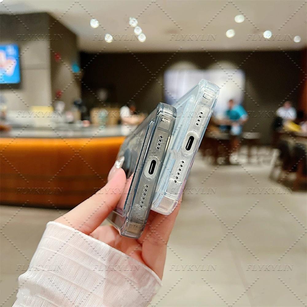 Luxury Transparent Wallet Card Phone Case For iPhone 16 15 14 13 12 Pro Max XS XR 7 8 Plus 16E Love Heart Shockproof Cover