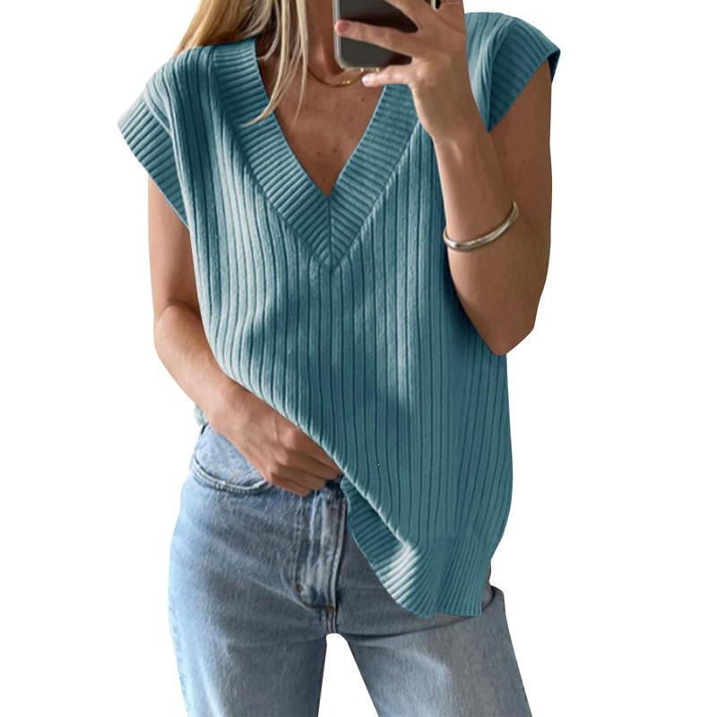 Ladies' V-neck Casual Knit Vest Top