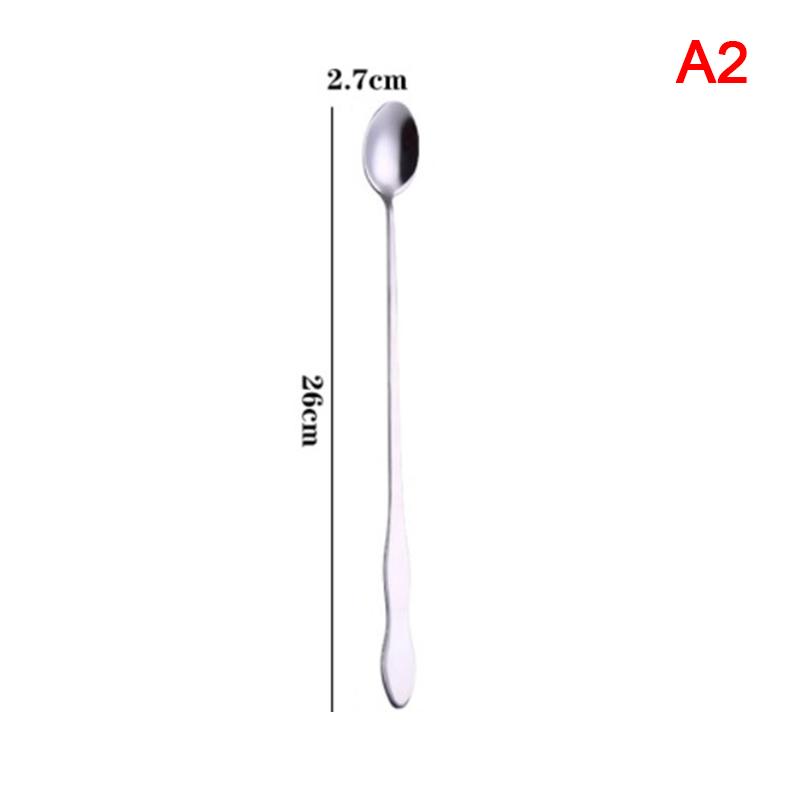 1Pc Creative Stainless Steel Long Handle Coffee Spoon Stirring Ice Spoon