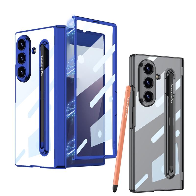 GKK Hard PC Clear Transparent Mobile Phone Case with Pen Slots Protective Back Cover Case for Samsung Galaxy Z Fold 7 Cases