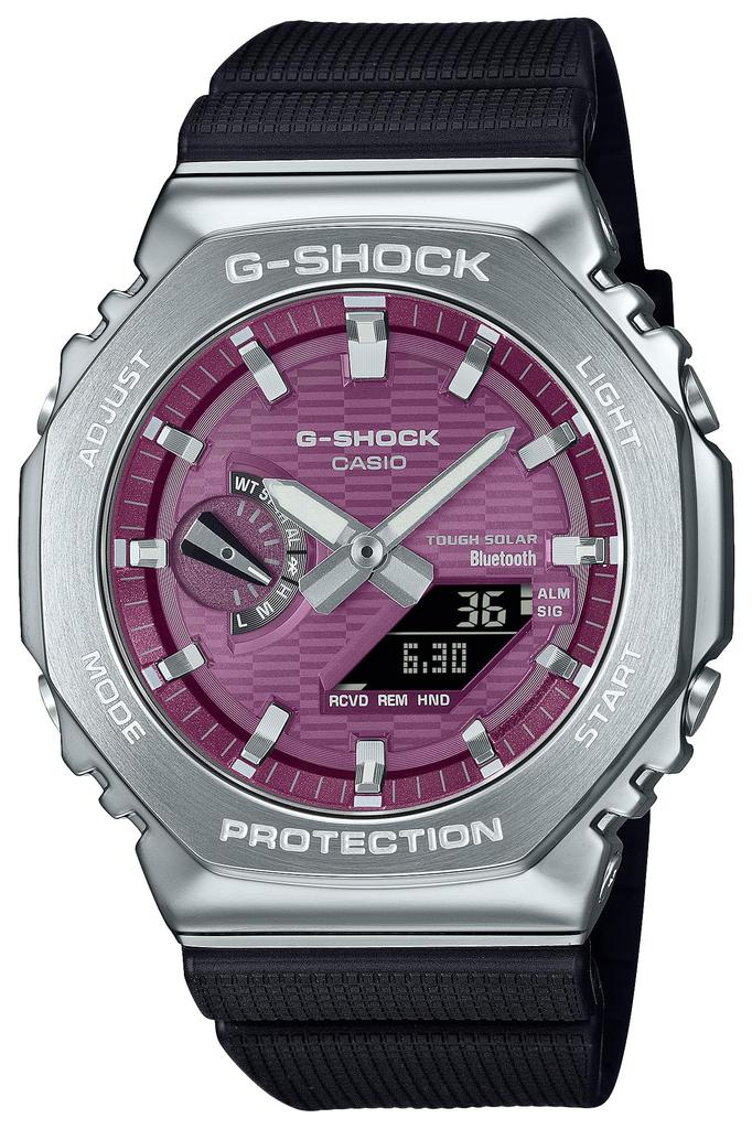 Casio Burgundy Watch with Metal Tough and Environmentally Friendly Materials G-Shock GBM-2100A-4BJF Men's Cover, Bluetooth, Solar,