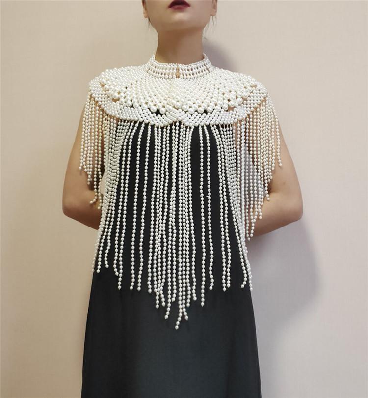 Pearl Shawl Necklaces Women 2021 Fashion Pearl Top Bra Chain Punk Sexy Pearl Body Chain Jewelry Wedding Dress Accessories