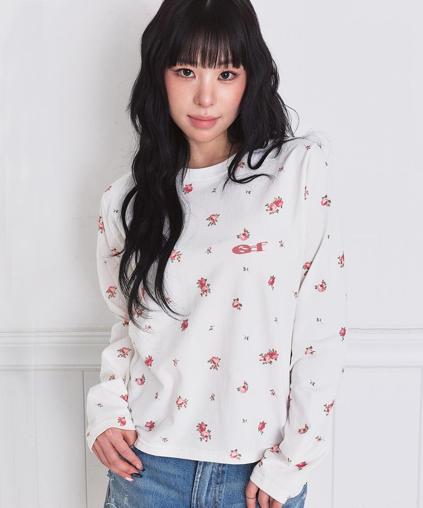 ESCAPEFROM Soft Rose Full Print Standard Fit Long Sleeve Ivory