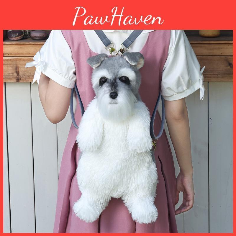 Backpack Plush Schnauzer Dog Doll Stuffed Animal Kawaii Cartoon Travel Bag Toy