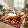 Floral Garden Theme Crystal Velvet Rug Personalized Custom Name Text Soft Floor Mat Home Decor