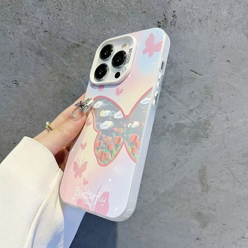 Rose Butterfly Suitable for 16plus European and American 15promax Apple Phone Case Iphone16 Girl 14 Creative 13