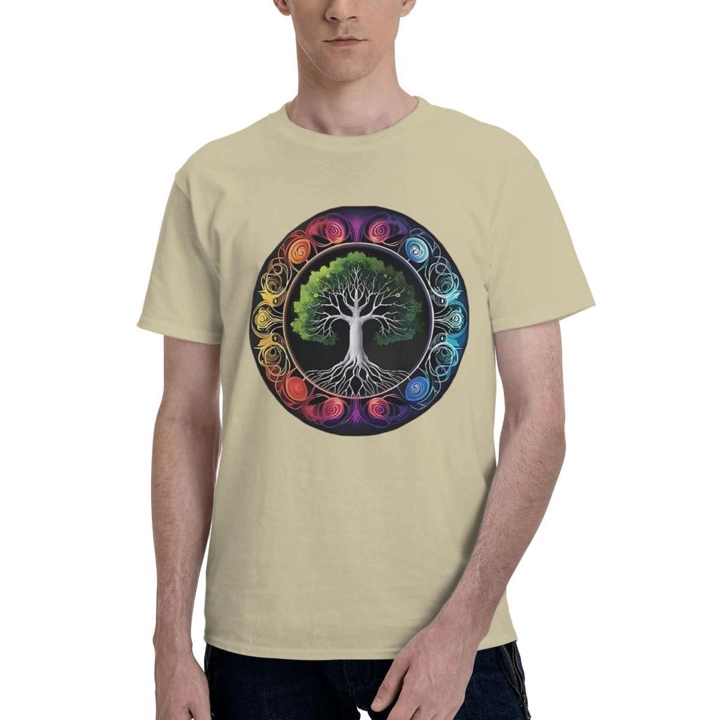 Colorful Tree Of Life 100 Cotton Casual Breathable Confortable Tshirt Funny Ugus TShirts Mens Wear