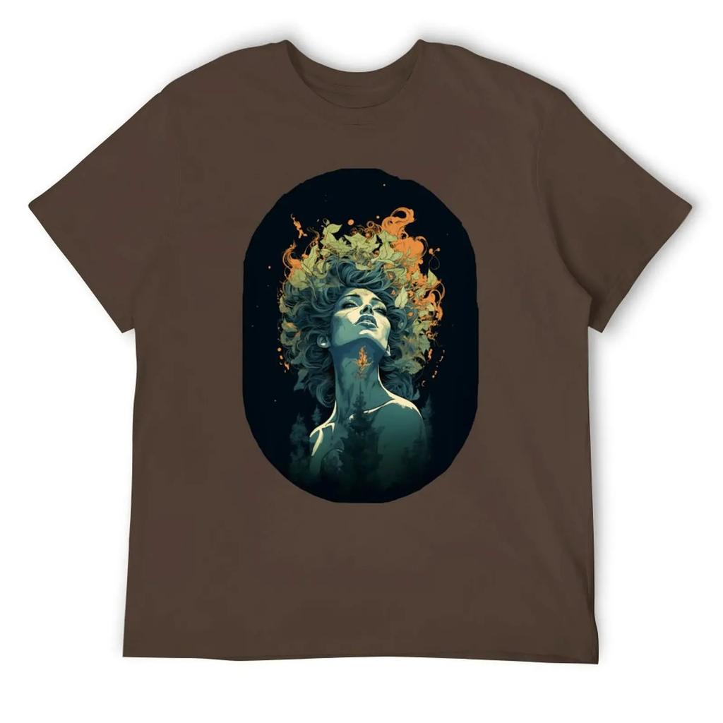 Crewneck Mother's Day Fiery Nature Men's T-shirt Movement Top Tee Vintage Funny Novelty Leisure Eur Size