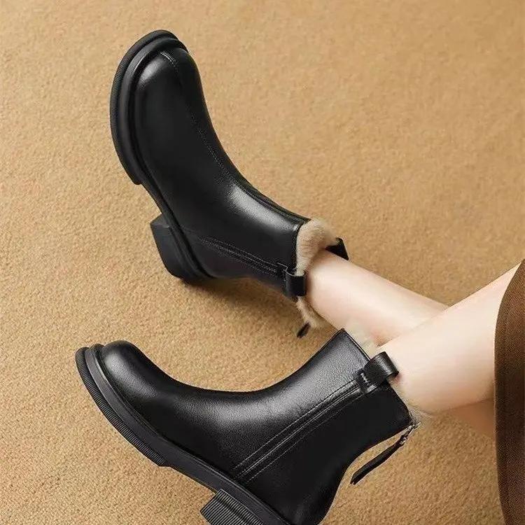 Fashion Spring Autumn New Beautiful Snow Boots Winter Warm and Thick Bottom Increased Anti slip Wear resistant Cotton Boots with Velvet