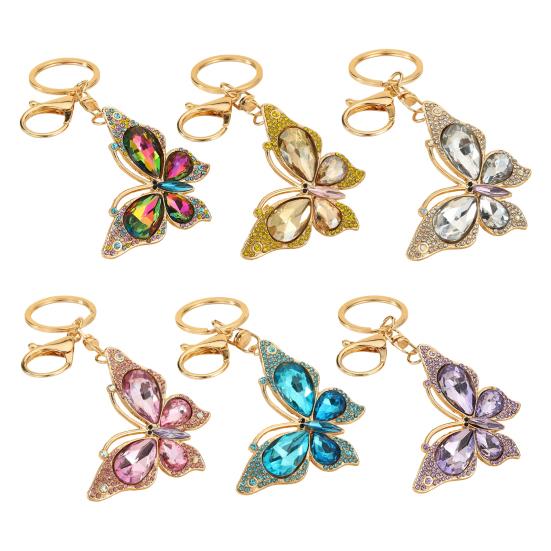 Light Luxury Butterfly Keychain Crystal Pendant Rhinestone Butterfly Keychain Colorful Diamond Butterfly Pendant Sparkling Bag Charm Gift for Women