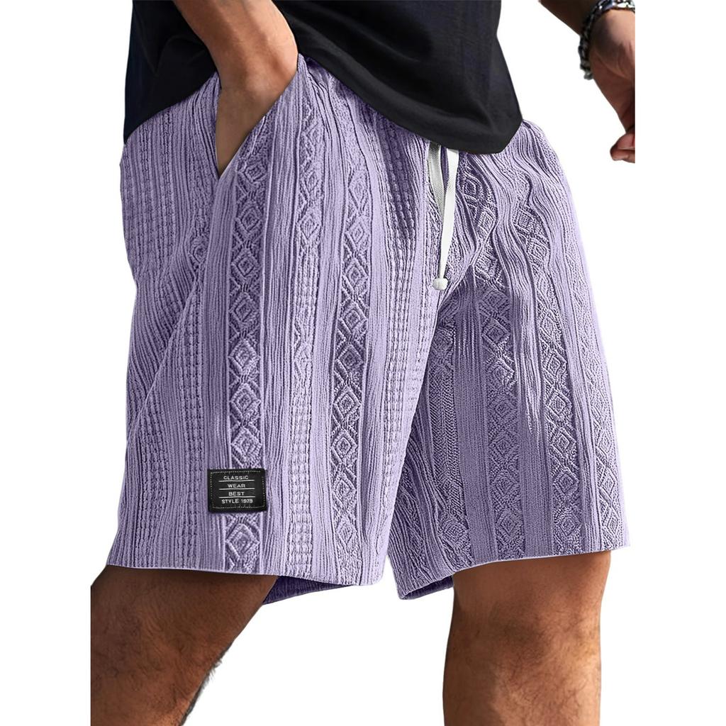 Shorts décontractés confortables pour hommes, texture jacquard quotidienne, logo mode