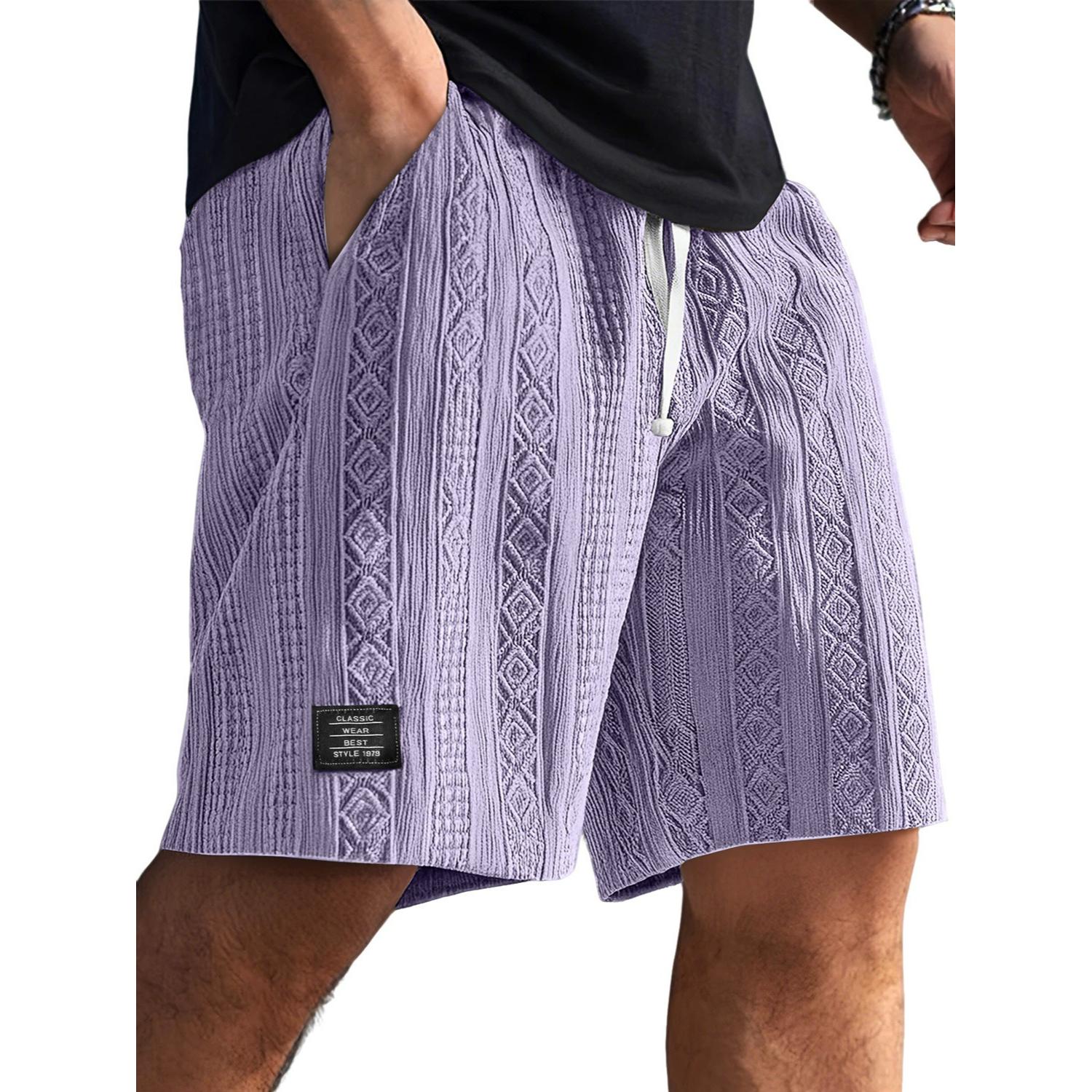 TBommy Heren Dagelijkse Jacquard Textuur Mode Logo Casual Comfortabele Shorts XS paars