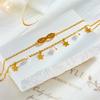 Gold Plated Infinity Star Pearl Anklet, Dainty Double Chain Foot Bracelet with Charms, Minimalist Beach Jewelry for Women Gift