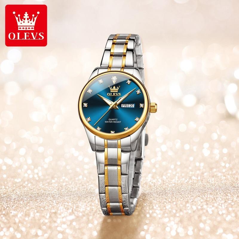 OLEVS Womens Wrist Watch Business Fashion Watches Stainless Stee Watch Bands Quartz Watch For Woman Waterproof Week Date Wristwatch