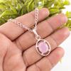 Rose Chalcedony Stone Art Deco Birthday Gift Pendant Jewelry 925 Sterling Silver PP-6-13