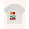 Women Let Your Dreams Blossom T-Shirt Floral Print Orange Red White Flowers Round Neck Short Sleeve Machine Washable Black Casual Home Streetwear Top