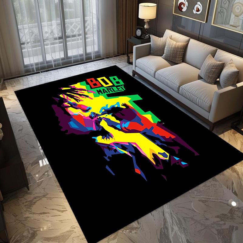 Vibrant Bob Marley Art Print carpet Suitable for all seasons Living room and bedroom mats Room Dormitory decoration Bathroom mat