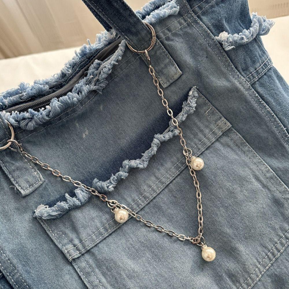Koreanischer Stil Leinwand-Tragetasche Einfache Unterarm-Taschen Niedliche Jeans-Umhängetasche Outdoor