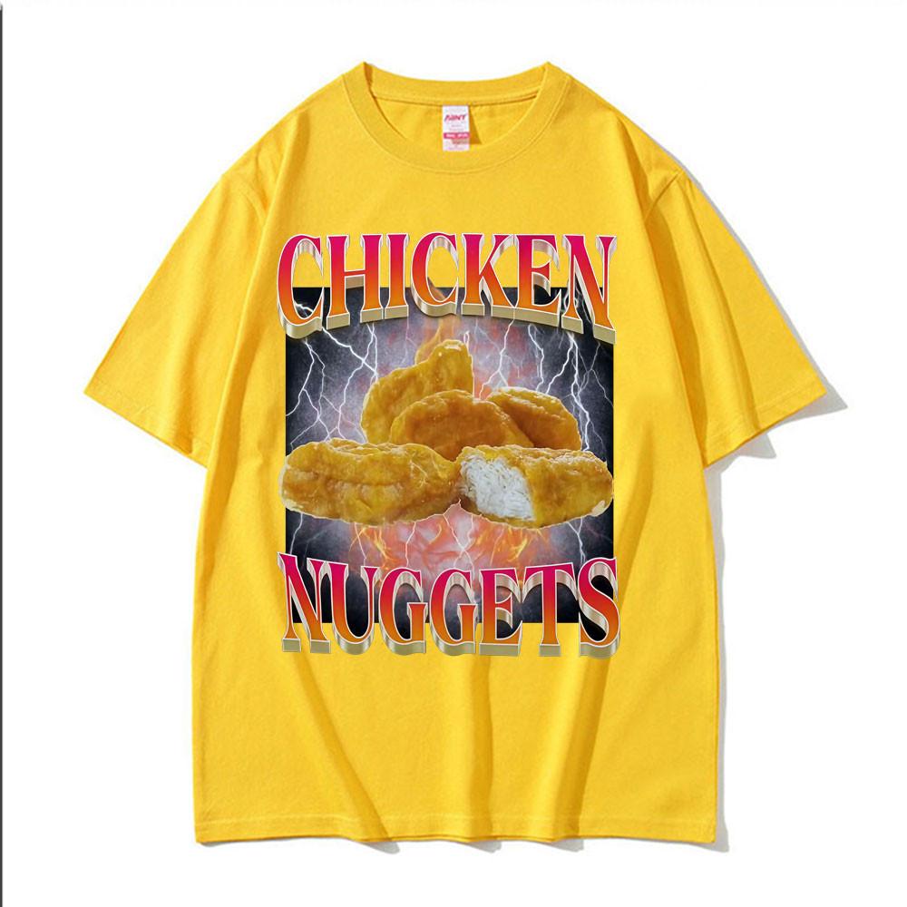 Lustige Hähnchen-Nuggets Vintage Stil Meme Grafik T-Shirt Damen Hip Hop Gothic T-Shirt Mode Harajuku Kawaii Y2K Kleidung
